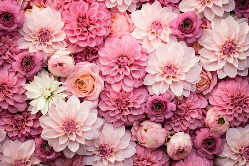 Blumenwand aus rosa und weißen Blüten — La Blum Boutique